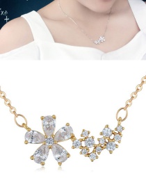Fashion Gold Color Flower Shape Pendant Decorated Necklace