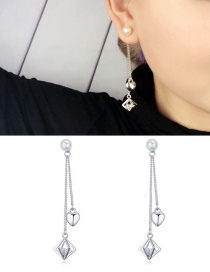 Fashion Silver Color Diamond Pendant Decorated Earrings