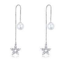 Fashion Silver Color Hollow Out Star Decorated Earrings