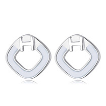 Fashion White Letter H Decorated Square Shape Earrings