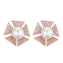 Elegant Zircon Triangle Shape Decorated Earrings