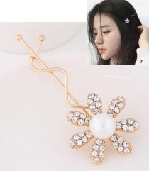 Sweet Gold Color Flower Shape Decorated Simple Hairpin