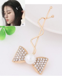 Sweet Gold Color Bowknot Shape Decorated Simple Hairpin