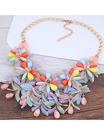 Fashion Yellow Flower Shape Decorated Color Matching Necklace