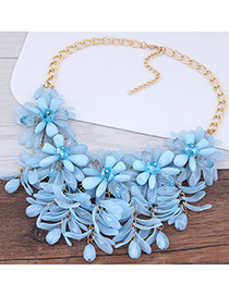 Fashion Light Blue Flower Shape Decorated Pure Color Necklace