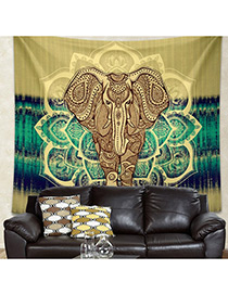Retro Multi-color Elephant Pattern Decortaed Simple Square Shape Scarf
