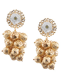 Trendy Gold Color Round Balls Decorated Pure Color Hollow Out Earrings