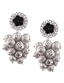 Trendy White Round Balls Decorated Pure Color Hollow Out Earrings