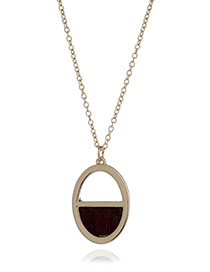 Fashion Coffee Oval Shape Pendant Decorated Hollow Out Simple Necklace