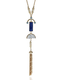 Fashion Sapphire Blue Long Tassel Pendant Decorated Geometric Shape Long Necklace
