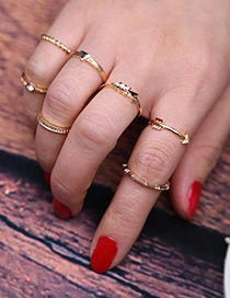 Vintage Gold Color Pure Color Decorated Simple Rings (6pcs)