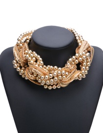 Fashion Gold Color Beads&chains Decorated Pure Color Simple Necklace