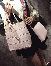 Fashion Pink Tassel Pendant Decorated Pure Color Shoulder Bag(2pcs)