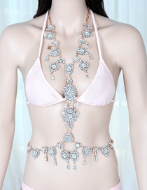 Fashion White Water Drop Shape Diamond Decorated Pure Color Body Chian