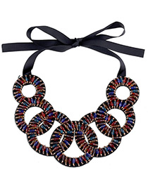 Bohemia Multi-color Hollow Out Decorated Simple Short Chain Necklace