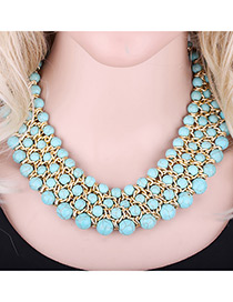 Bohemia Green Round Shape Decorated Simple Multilayer Necklace