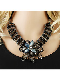 Bohemia Black Flower Shape Decorated Simple Short Chain Necklace