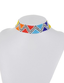 Retro Multi-color Triangle Shape Decorated Simple Color-matching Bead Choker