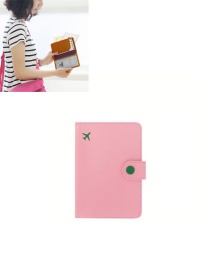 Fashion Light Pink Airplane Shape Pattern Decorated Pure Color Passport Wallet