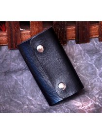 Fashion Black Pure Color Decorated Simple Card Key Case