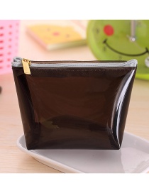 Fashion Black Pure Color Decorated Trapezoid Shape Transparent Wallet
