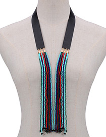Bohemia Multi-color Color -matching Design Long Tassel Opening Necklace