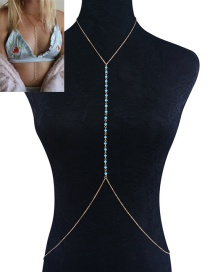 Fashion Gold Color+blue Bead Decorated Color Matching Simple Body Chain