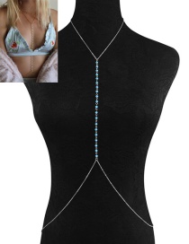 Fashion Silver Color+blue Bead Decorated Color Matching Simple Body Chain