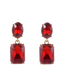 Trendy Red Pure Color Decorated Geometric Shape Simple Earrings