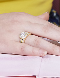Fashion Gold Color Diamond Decorated Pure Color Simple Rings