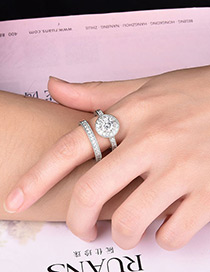 Elegant Silver Color Diamond Decorated Pure Color Simple Ring