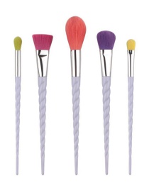 Fashion Multi-color Unicorn Shape Decorated Color Matching Cosmetic Brush (5 Pcs)