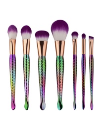 Fashion Multi-color Mermaid Shape Decorated Color Matching Cosmetic Brush (7 Pcs)