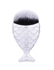 Trendy Multi-color Mermaid Shape Decorated Pure Color Cosmetic Brush
