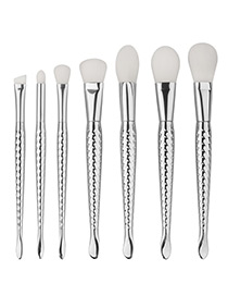 Lovely Silver Color Mermaid Design Color-matching Decorated Cosmetic Brush (7pcs)