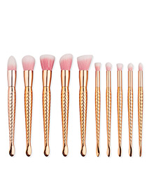 Lovely Gold Color Mermaid Design Color-matching Decorated Cosmetic Brush (10pcs)