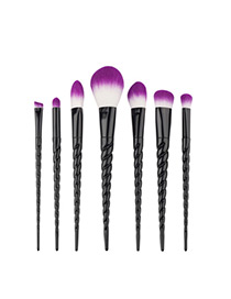 Fashion Black Unicorn Design Pure Color Decorated Simple Cosmetic Brush (7pcs)