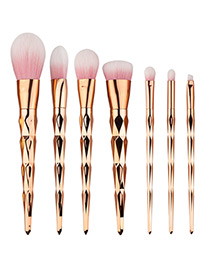 Fashion Gold Color Unicorn Design Pure Color Decorated Simple Cosmetic Brush (7pcs)