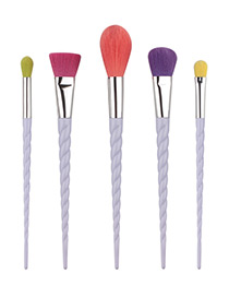 Fashion Light Purple Unicorn Design Pure Color Decorated Simple Cosmetic Brush (5pcs)