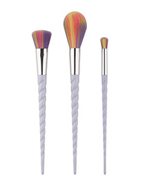 Fashion Light Purple Unicorn Design Pure Color Decorated Simple Cosmetic Brush (3pcs)