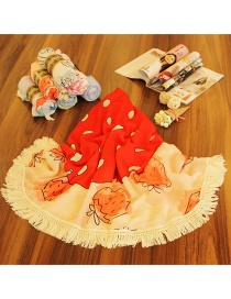 Lovely Red Strawberry Shape Pattern Decorated Simple Tassel Beach Scarf