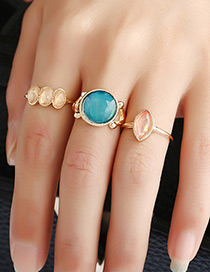 Vintage Gold Color Round Shape Decorated Simpe Rings (3pcs)