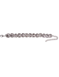 Fashion Silver Color Round Shape Diamond Decorated Simple Hollow Out Bracelet