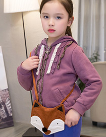 Lovely Brown Fox Decorated Color Matching Shoulder Bag