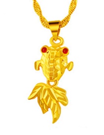 Elegant Gold Color Fish Shap Decorated Simple Pure Color Pendant (not Including Chain )