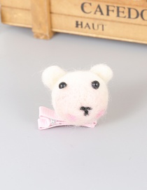 Lovely White Little Bear Decorated Pure Color Hairpin