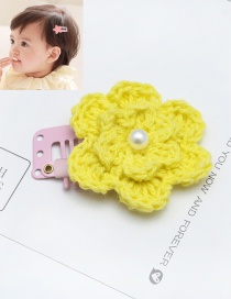 Lovely Yellow Flower&pearl Decorated Pure Color Hairpin