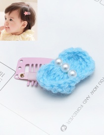 Lovely Blue Bowknot&pearls Decorated Pure Color Hairpin