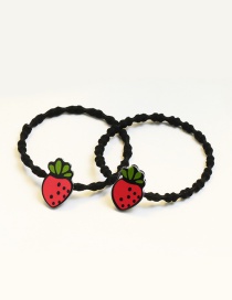 Lovely Red Strawberry Decorated Pure Color Hair Band (2pcs)