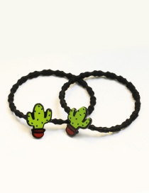 Lovely Green Cactus Shape Decorated Pure Color Hair Band (2pcs)